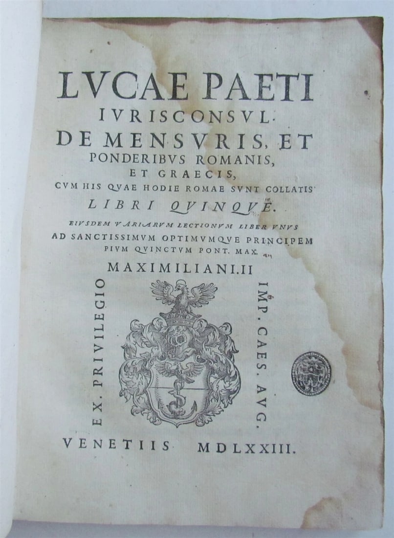 1573 ROMAN & GREEK WEIGHTS & MEASURES illustrated ANTIQUE scarce - 2