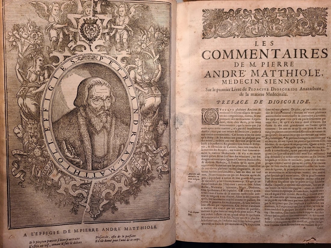 1680 MEDICAL PLANTS ILLUSTRATED w/ 1478 woodcuts antique by Mattioli FOLIO rare - 3