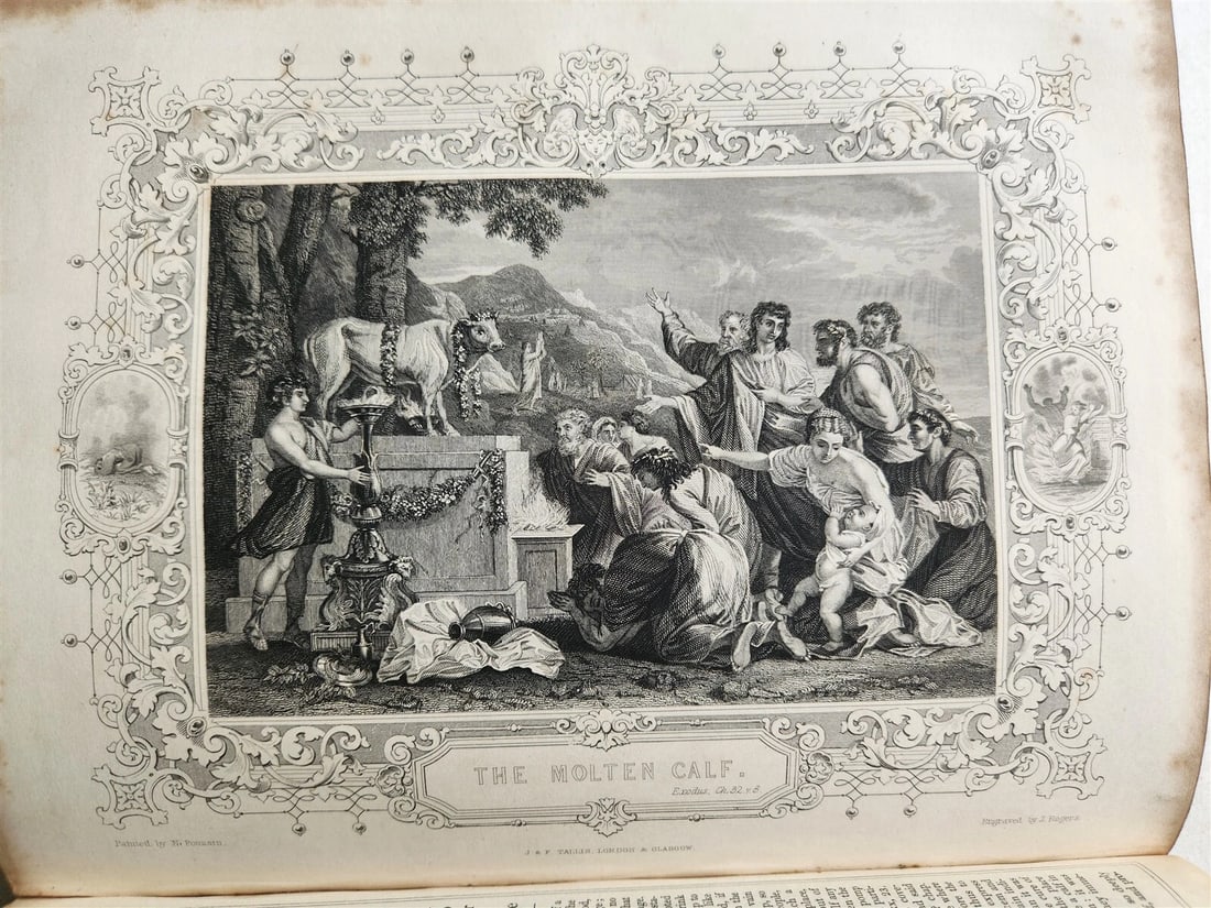 1850 BIBLE in ENGLISH FULLY ILLUSTRATED 3 VOLUMES antique by Rev. Matthew Henry - 16