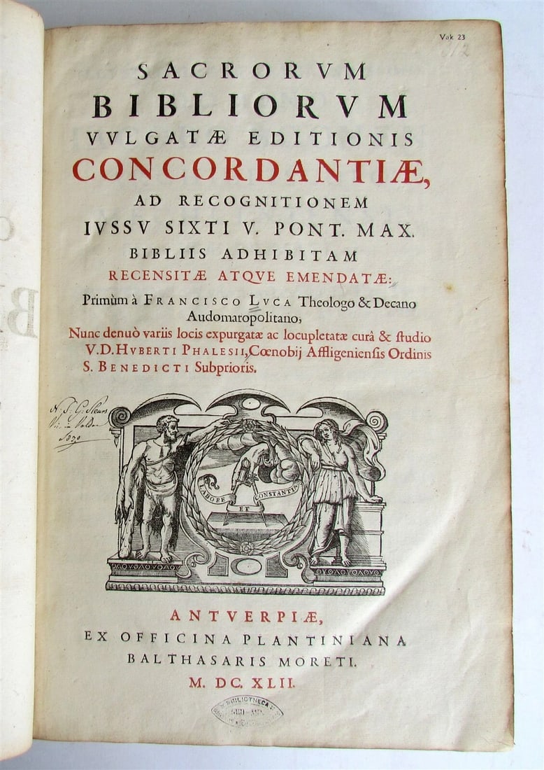 1642 BIBLE CONCORDANCE PLANTIN PRESS antique FOLIO Concordantiae Bibliorum (1 of 7)