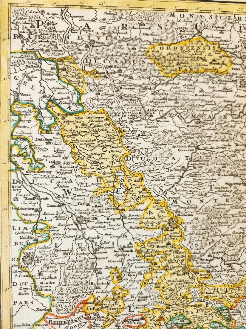 1730 GERMANY antique MAP Frankfurt Coln Heidelberg by HOMANN RHENANUS INFERIOR - 3