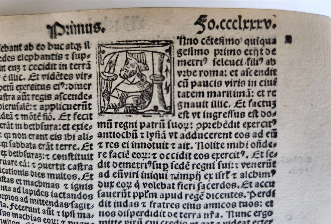 1519 BIBLE in LATIN POST-INCUNABULA antique rare w/ WOODCUTS - 12