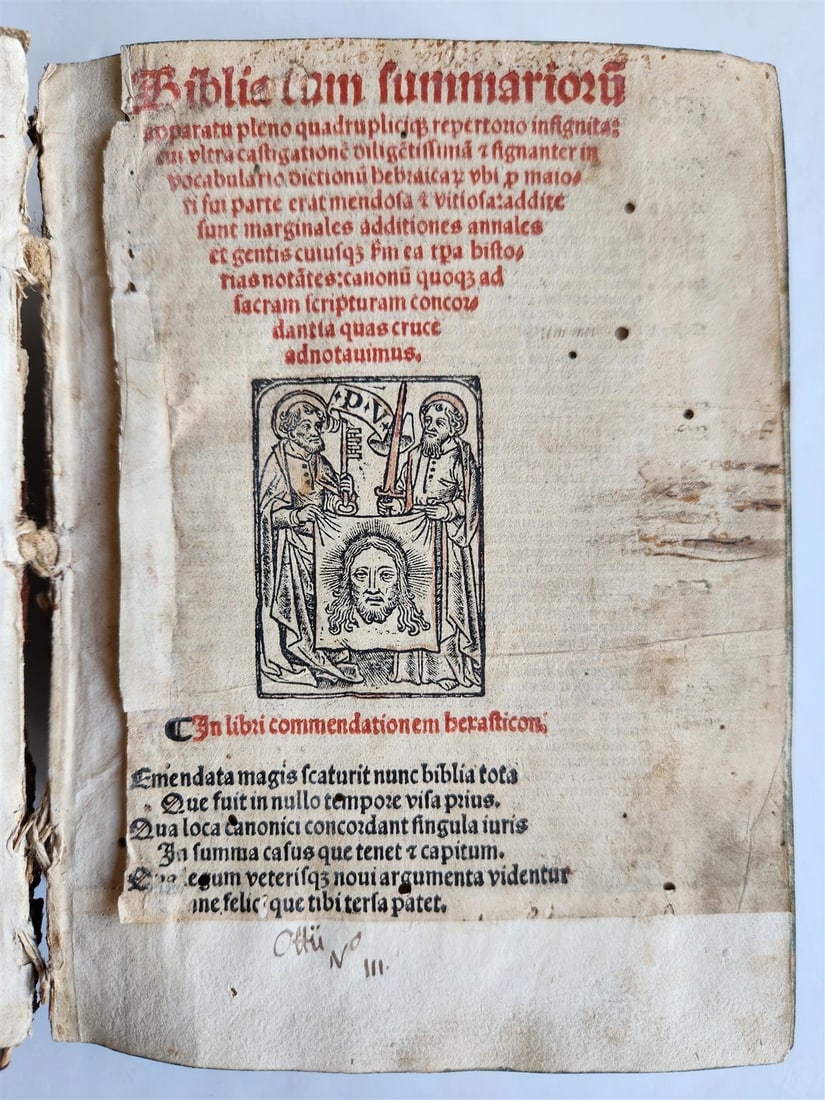 1519 BIBLE in LATIN POST-INCUNABULA antique rare w/ WOODCUTS (1 of 20)