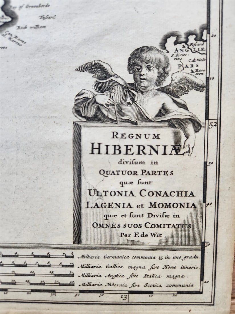1682 antique MAP of IRELAND FREDERICK DE WIT antique AUTHENTIC REGNUM HIBERNIA - 2