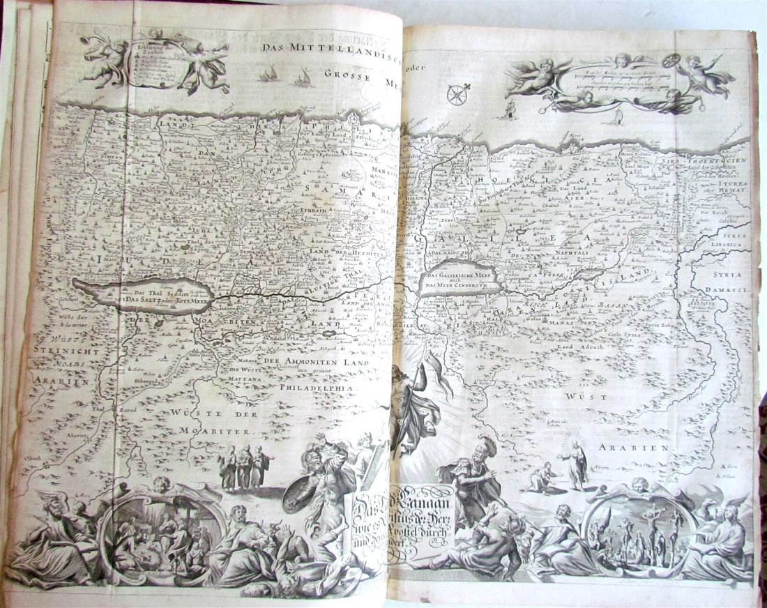 1708 BIBLE in GERMAN 3 MASSIVE FOLIO VOLUMES MARTIN LUTHER ILLUSTRATED antique - 10
