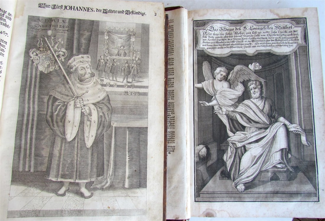 1708 BIBLE in GERMAN 3 MASSIVE FOLIO VOLUMES MARTIN LUTHER ILLUSTRATED antique - 11