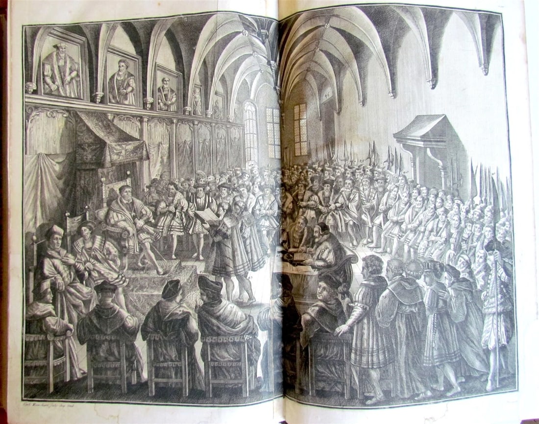 1708 BIBLE in GERMAN 3 MASSIVE FOLIO VOLUMES MARTIN LUTHER ILLUSTRATED antique - 12