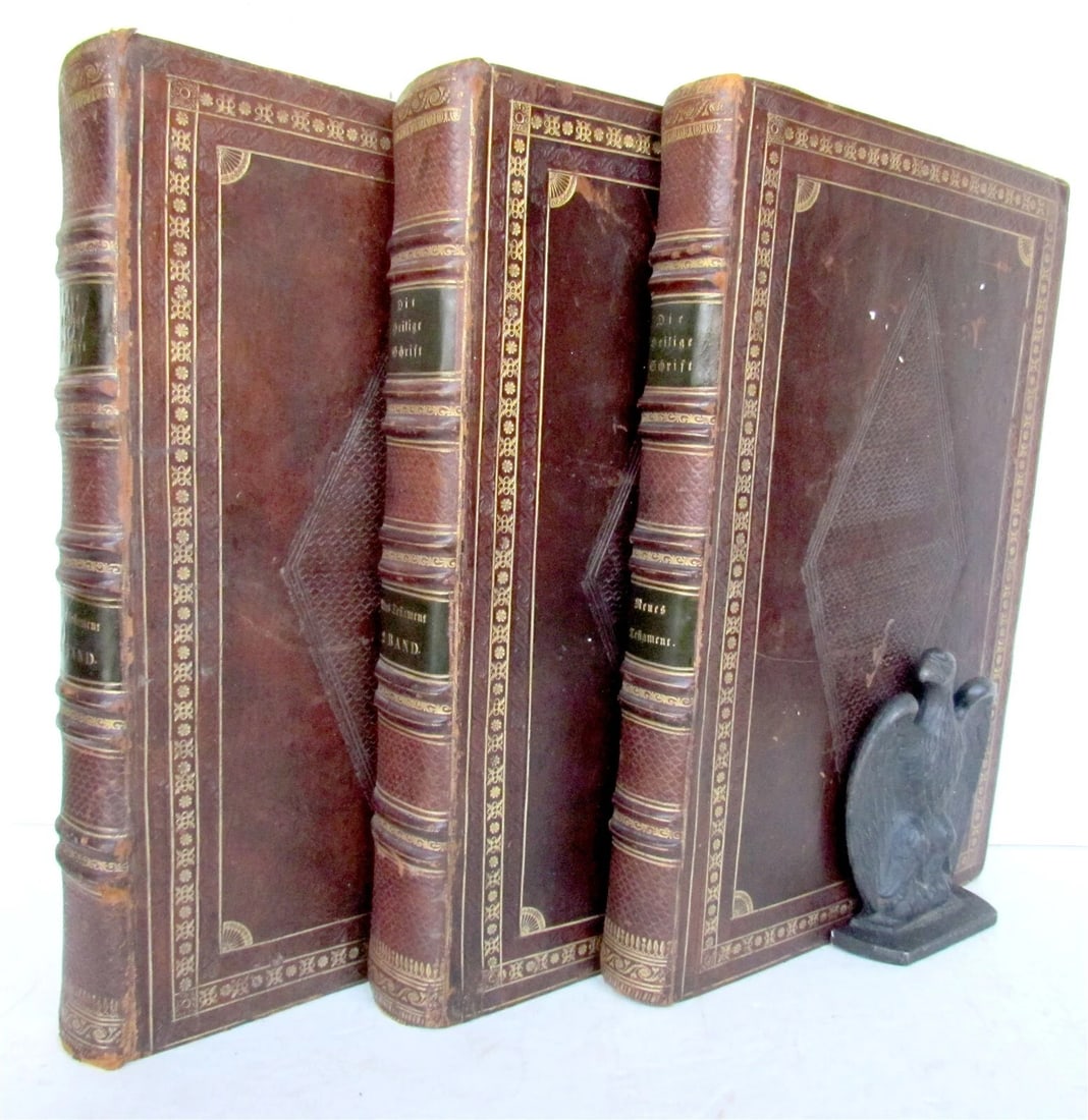 1708 BIBLE in GERMAN 3 MASSIVE FOLIO VOLUMES MARTIN LUTHER ILLUSTRATED antique - 2
