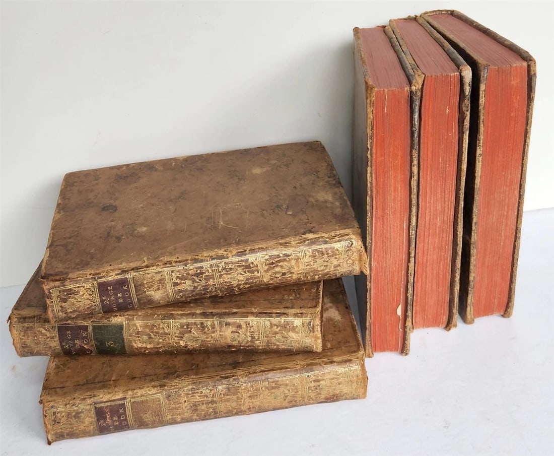 1778 CAPTAIN COOK SECOND VOYAGE 6 VOLUMES antique in French - 2