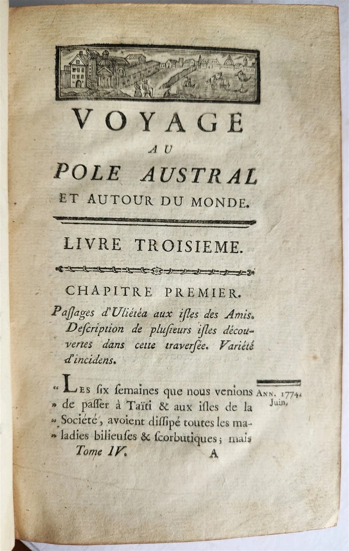 1778 CAPTAIN COOK SECOND VOYAGE 6 VOLUMES antique in French - 3