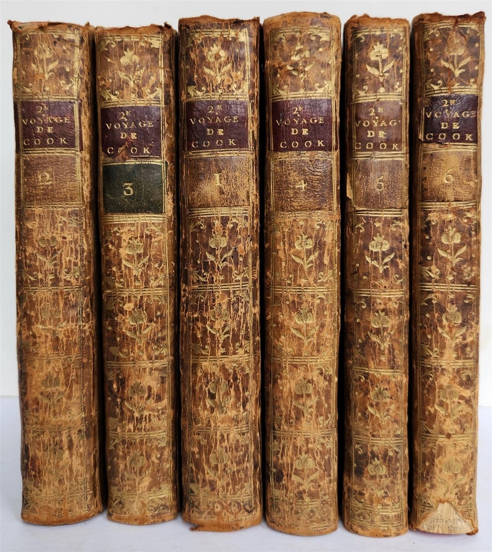 1778 CAPTAIN COOK SECOND VOYAGE 6 VOLUMES antique in French - 6