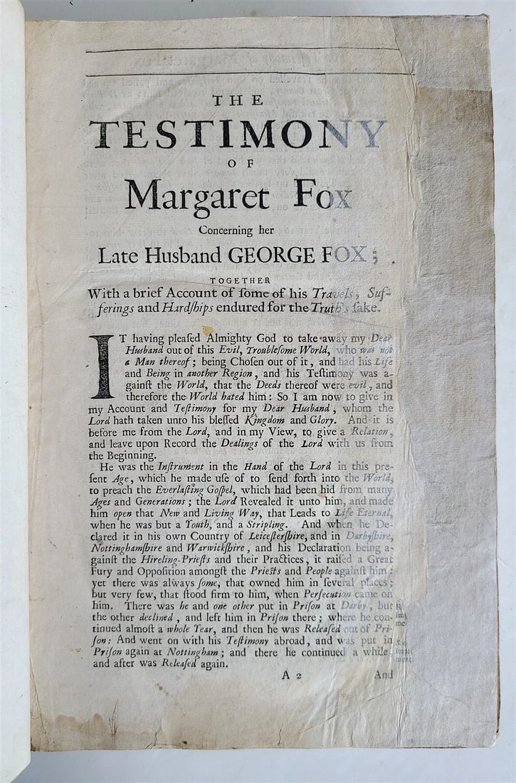 1694 George Fox's Journal antique FOLIO Account of Life Travels Sufferings - 3