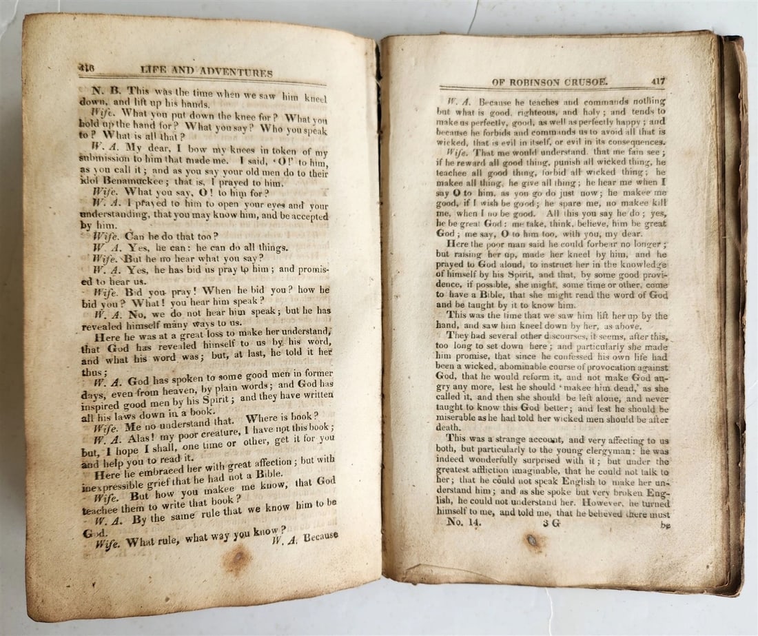18th century LIFE & SURPRISING ADVENTURES OF ROBINSON CRUSOE antique in ENGLISH - 7