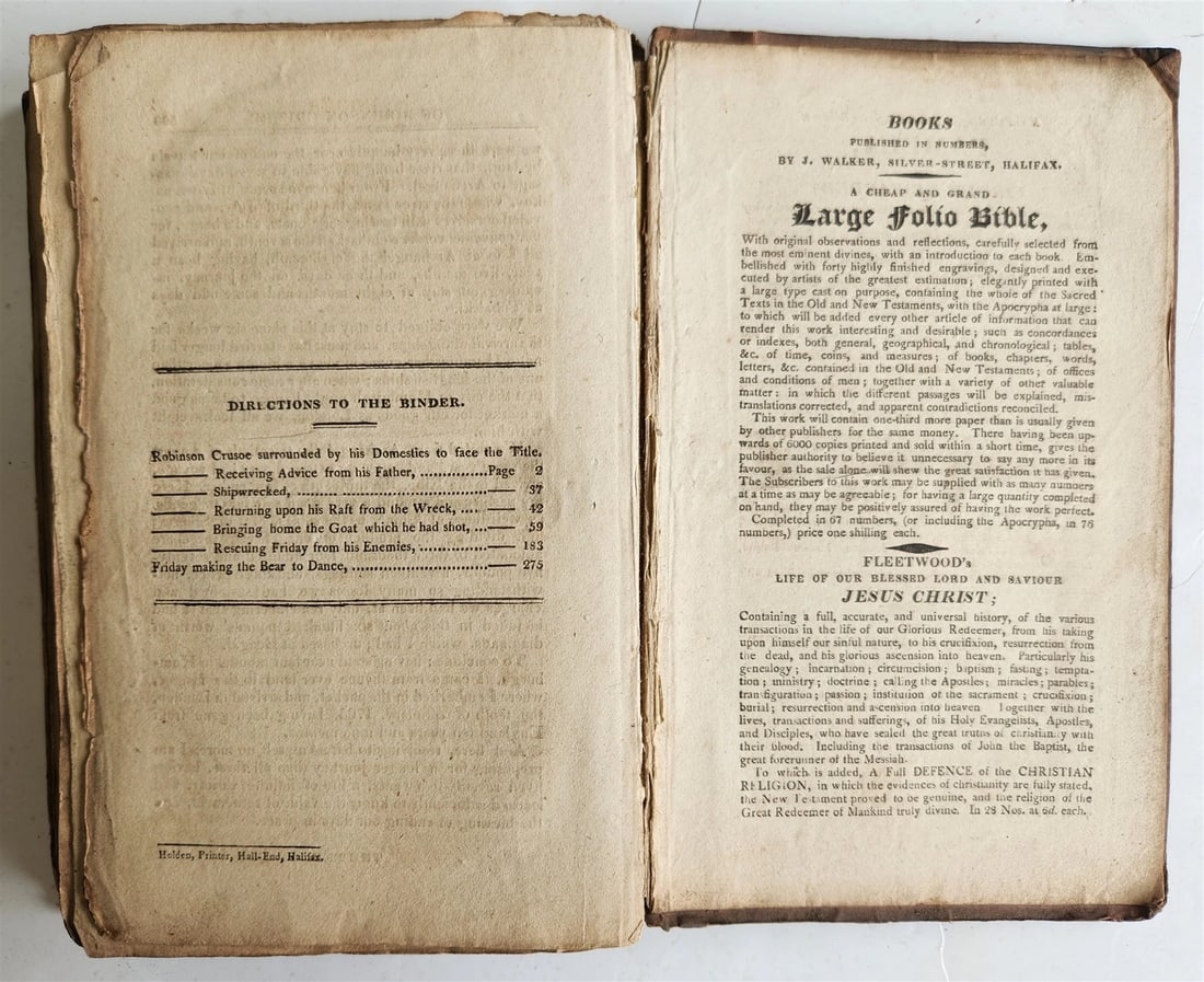 18th century LIFE & SURPRISING ADVENTURES OF ROBINSON CRUSOE antique in ENGLISH - 9
