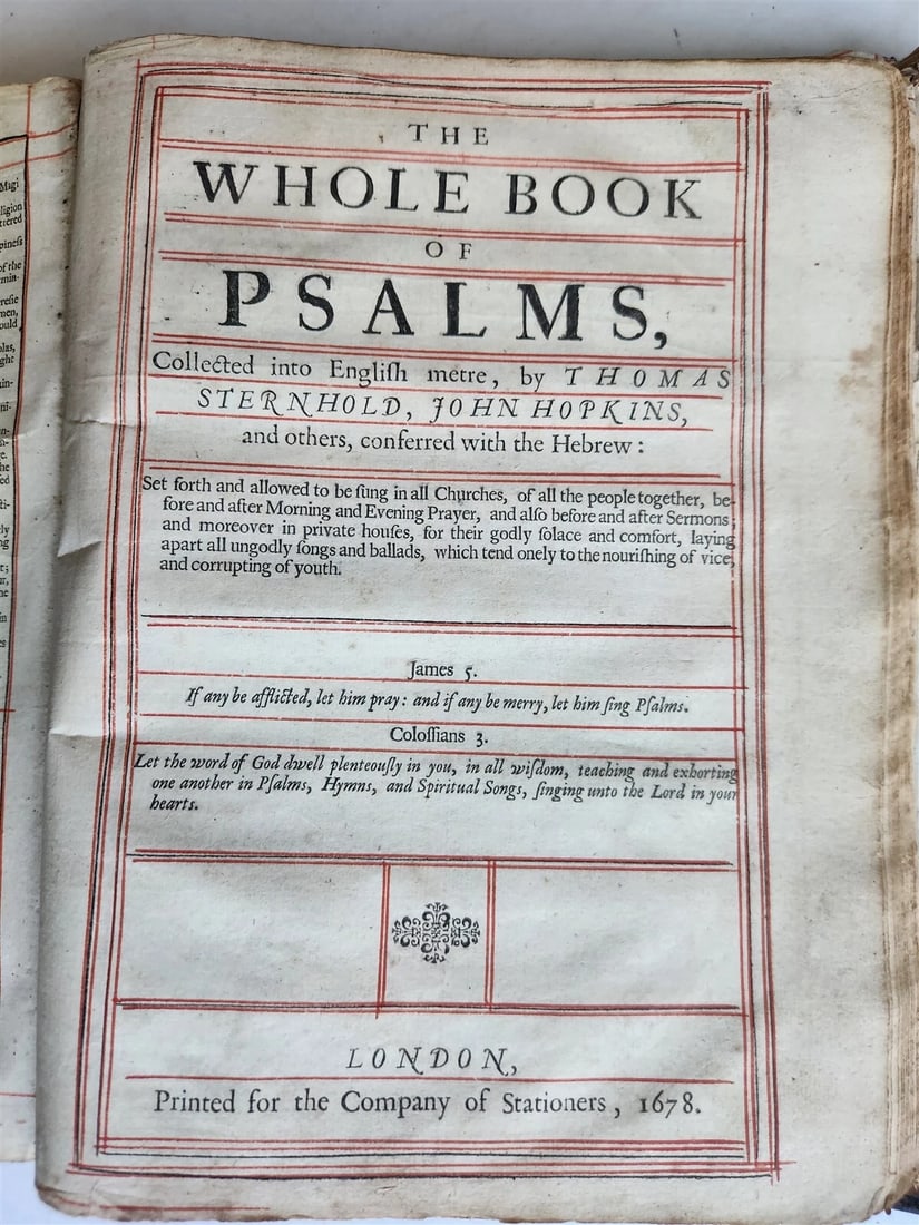1683 BIBLE in ENGLISH Oxford, at the Theatre antique w/ BOOK of PSALMES - 2