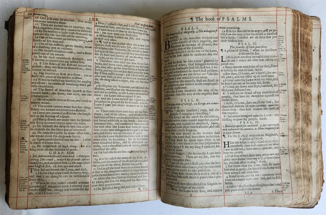 1683 BIBLE in ENGLISH Oxford, at the Theatre antique w/ BOOK of PSALMES - 6