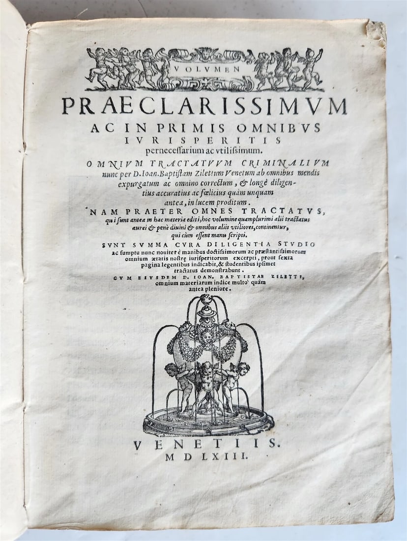 1563 ILLUSTRATED LAW BOOK by Giovanni Ziletti antique Vellum binding 16th CENT. - 2