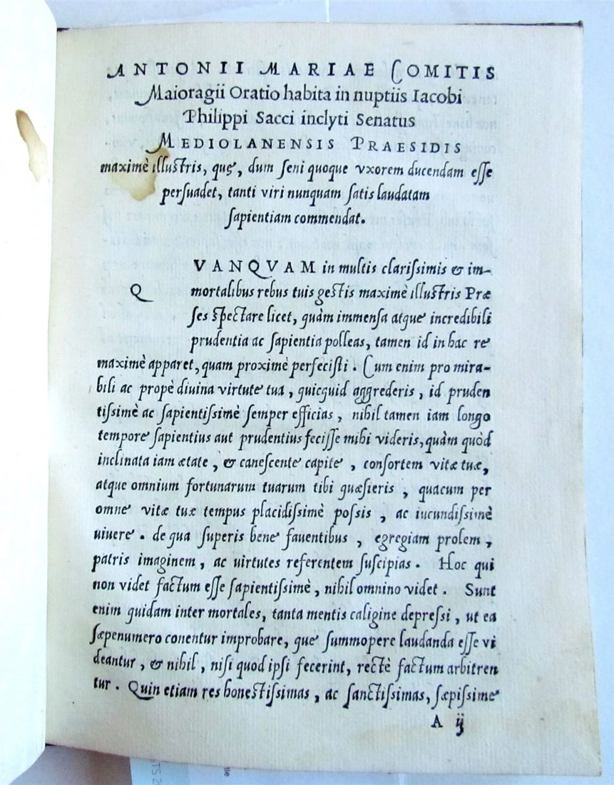 1540 Majoragio Oratio habita in nuptiis Iacobi Philippi Sacci antique 16th cent. - 6