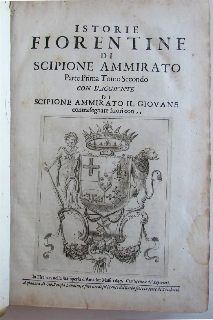 1641-1647 HISTORY OF FLORENCE 3 FOLIO VOLUMES by Ammirato antique VELLUM BOUND - 11