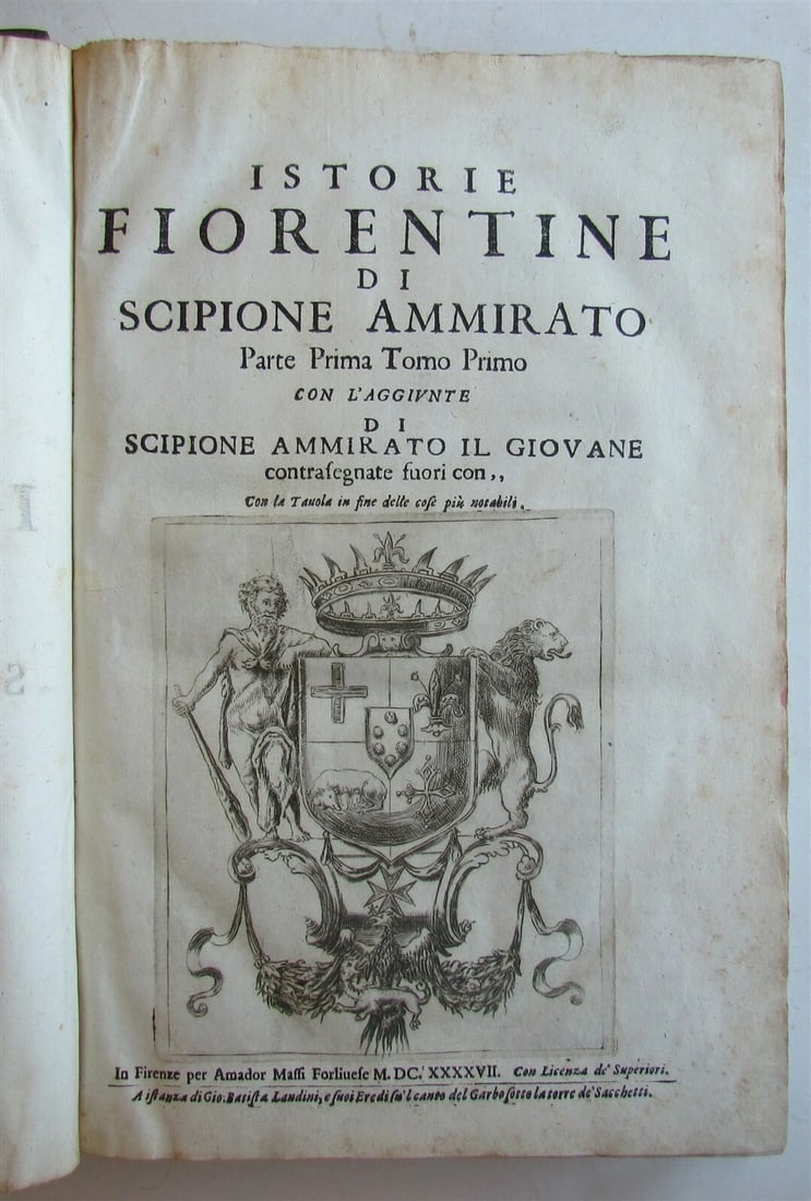 1641-1647 HISTORY OF FLORENCE 3 FOLIO VOLUMES by Ammirato antique VELLUM BOUND - 2