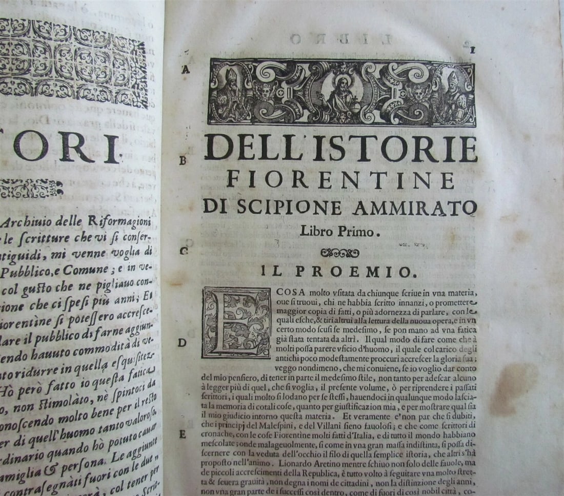 1641-1647 HISTORY OF FLORENCE 3 FOLIO VOLUMES by Ammirato antique VELLUM BOUND - 3