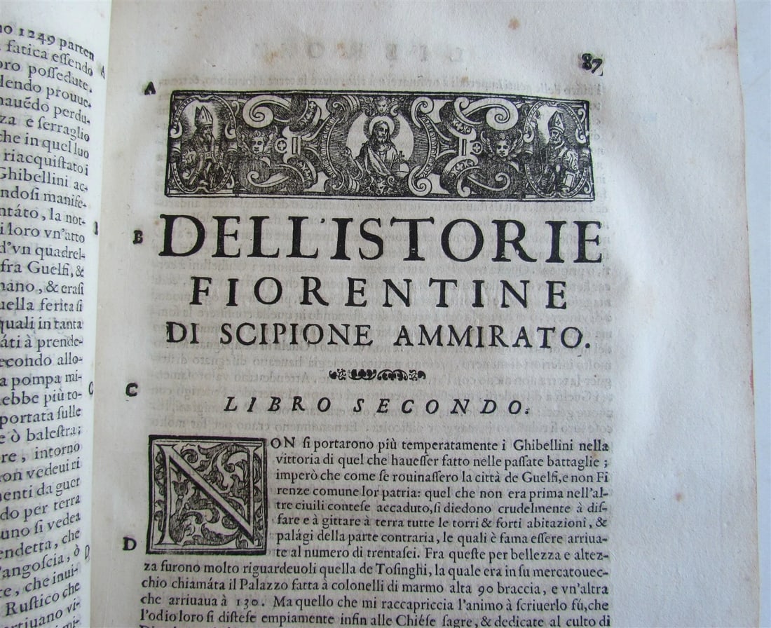 1641-1647 HISTORY OF FLORENCE 3 FOLIO VOLUMES by Ammirato antique VELLUM BOUND - 4