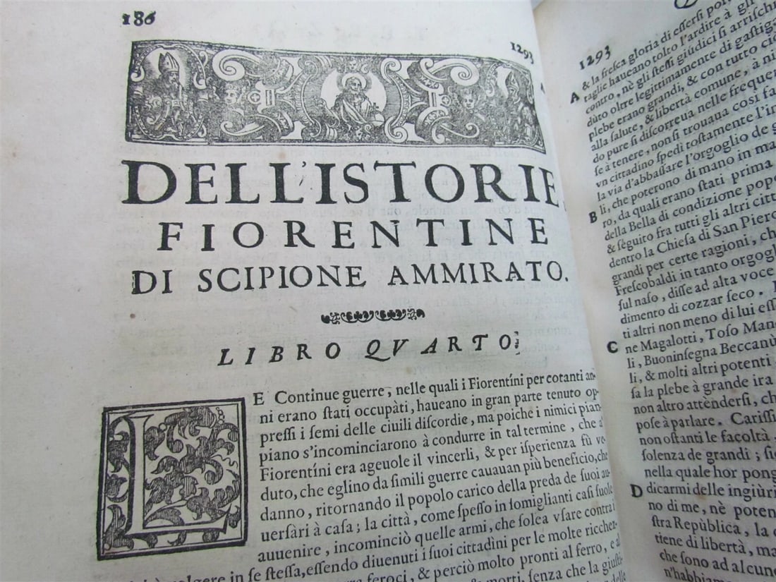1641-1647 HISTORY OF FLORENCE 3 FOLIO VOLUMES by Ammirato antique VELLUM BOUND - 5