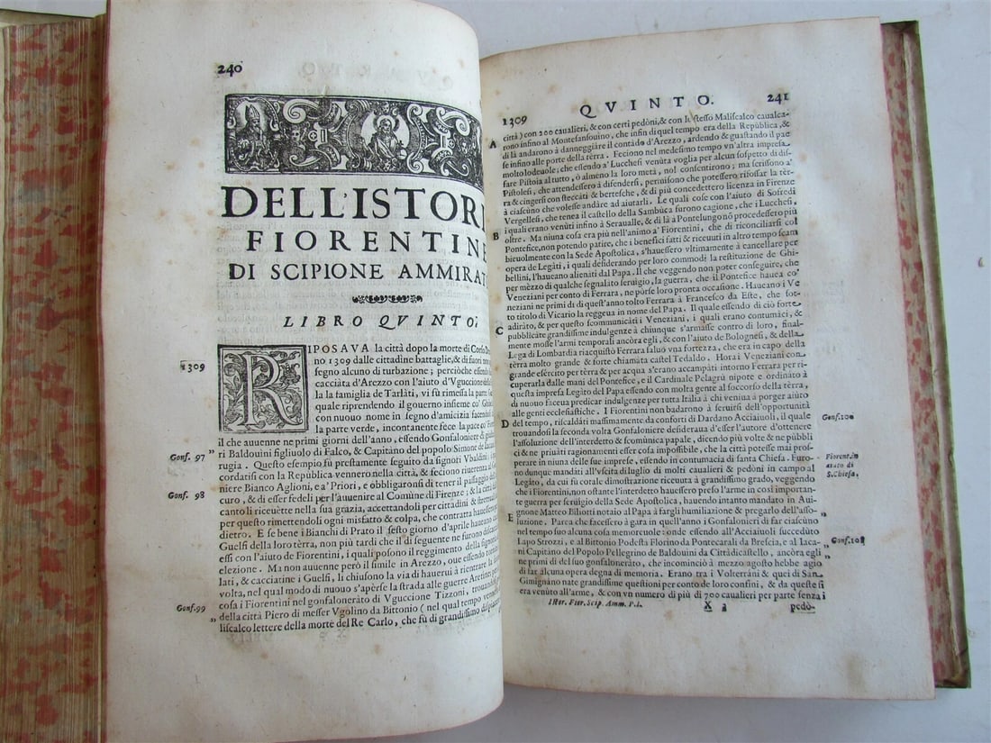 1641-1647 HISTORY OF FLORENCE 3 FOLIO VOLUMES by Ammirato antique VELLUM BOUND - 6