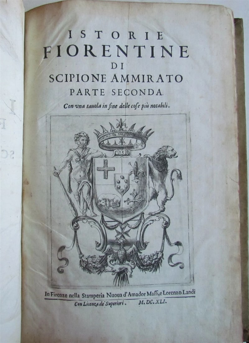 1641-1647 HISTORY OF FLORENCE 3 FOLIO VOLUMES by Ammirato antique VELLUM BOUND - 8