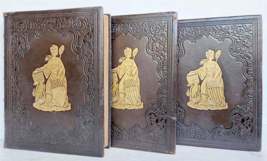 1861 NATIONAL HISTORY of WAR for UNION antique ILLUSTRATED 3 VOLUMES Americana: NATIONAL HISTORY of the WAR FOR THE UNION CIVIL, MILITARY AND NAVAL Founded on Official and Other Authentic Documents by Duyckinck, Evert A. New York: Johnson, Wilson & Co,; [ 1861 ] 3 volumes,