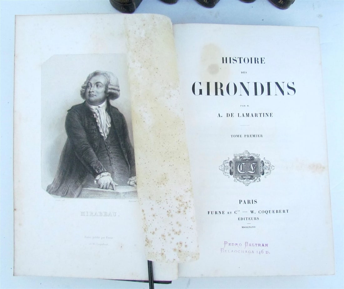 1847 HISTOIRE DES GIRONDINS 8 VOLUMES antique ILLUSTRATED FRENCH REVOLUTION - 3