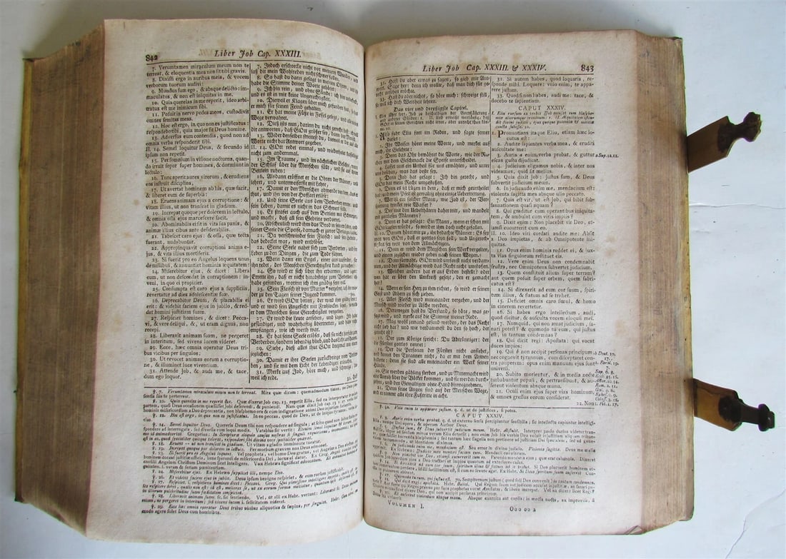 1771 BIBLE PIGSKIN MASSIVE FOLIO antique BIBLIA SACRA LATINO-GERMANICA - 7