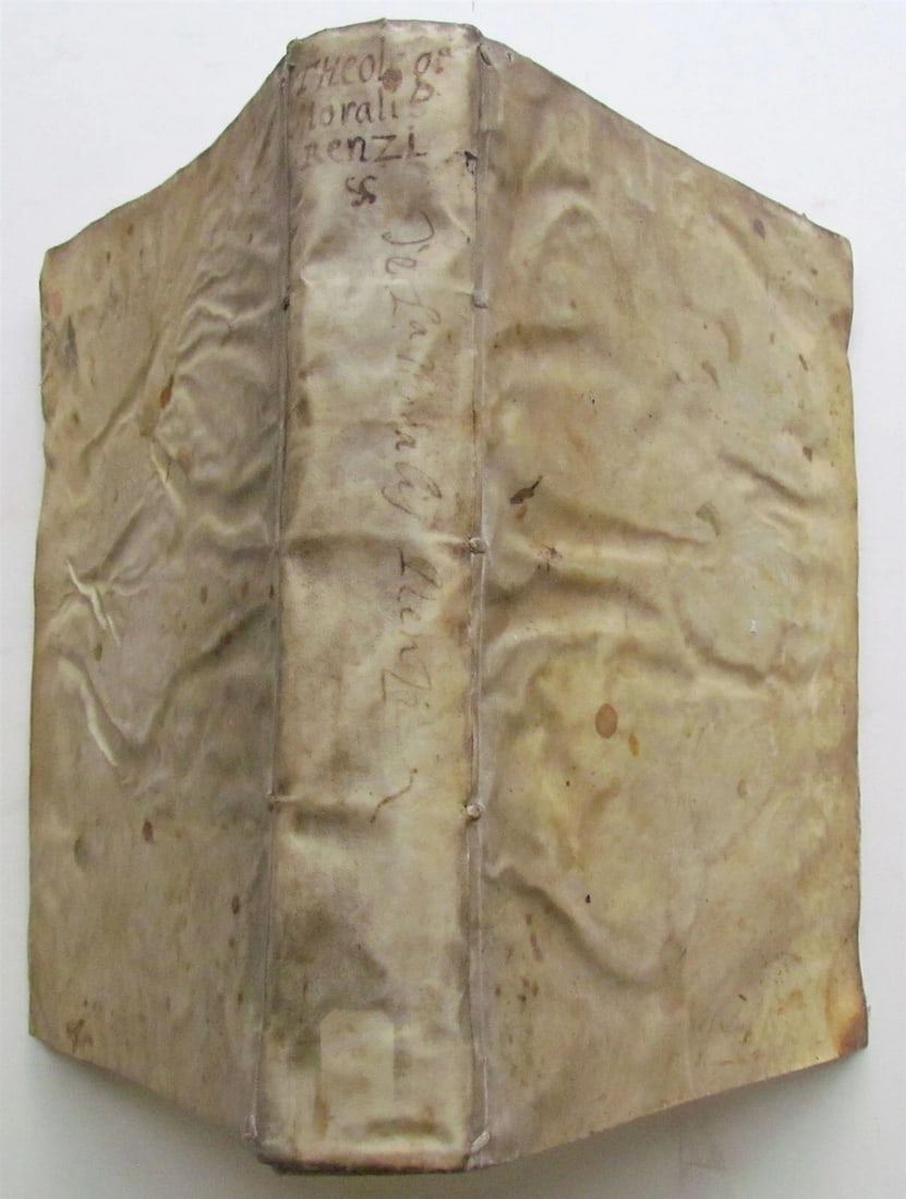 1671 VELLUM BOUND FOLIO ENCYCLOPEDIA UNIVERSAE THEOLOGICAE MORALIS antique LATIN: Publisher: Neapoli , 1671 Very good condition, with some wear of binding. Size 9 by 13" . Reserve: $238.00 Shipping: Domestic: Flat-rate of $25.00 to anywhere within the contiguous U.S.