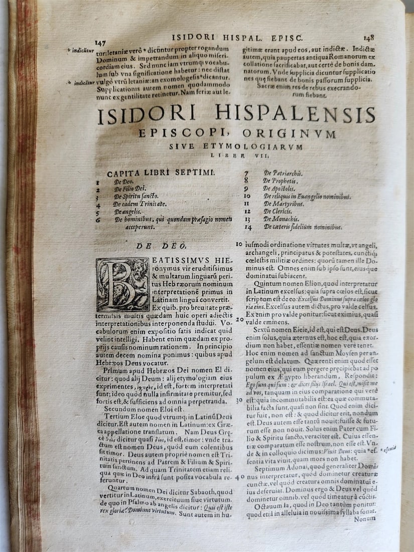 1577 ENCYCLOPEDIA of SCIENCE by ISIDORE von SEVILLA antique VELLUM BOUND FOLIO - 11