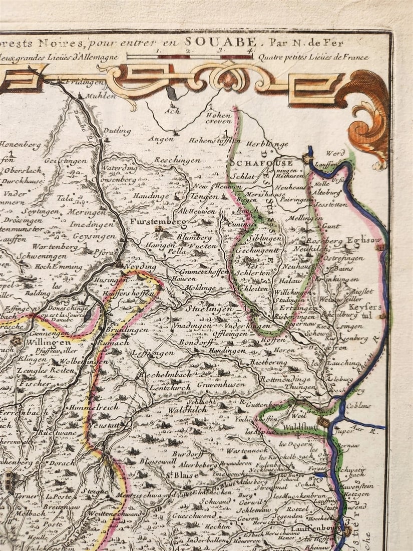 1730s antique MAP antique HAUTE et BASSE ALSACE SUNTGAW BRISGAW ORTEN AW - 3