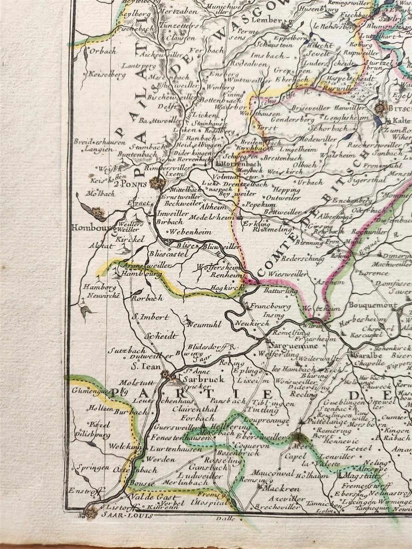 1730s antique MAP antique HAUTE et BASSE ALSACE SUNTGAW BRISGAW ORTEN AW - 4