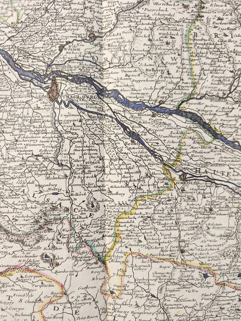 1730s antique MAP antique HAUTE et BASSE ALSACE SUNTGAW BRISGAW ORTEN AW - 6