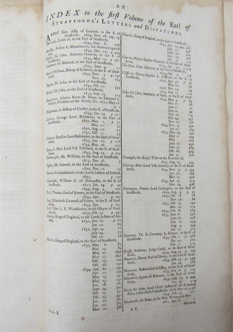 1740 STAFFORDE'S LETTERS & DISPATCHES by WILLIAM KNOWLER 2 FOLIO VOLUMES antique - 11