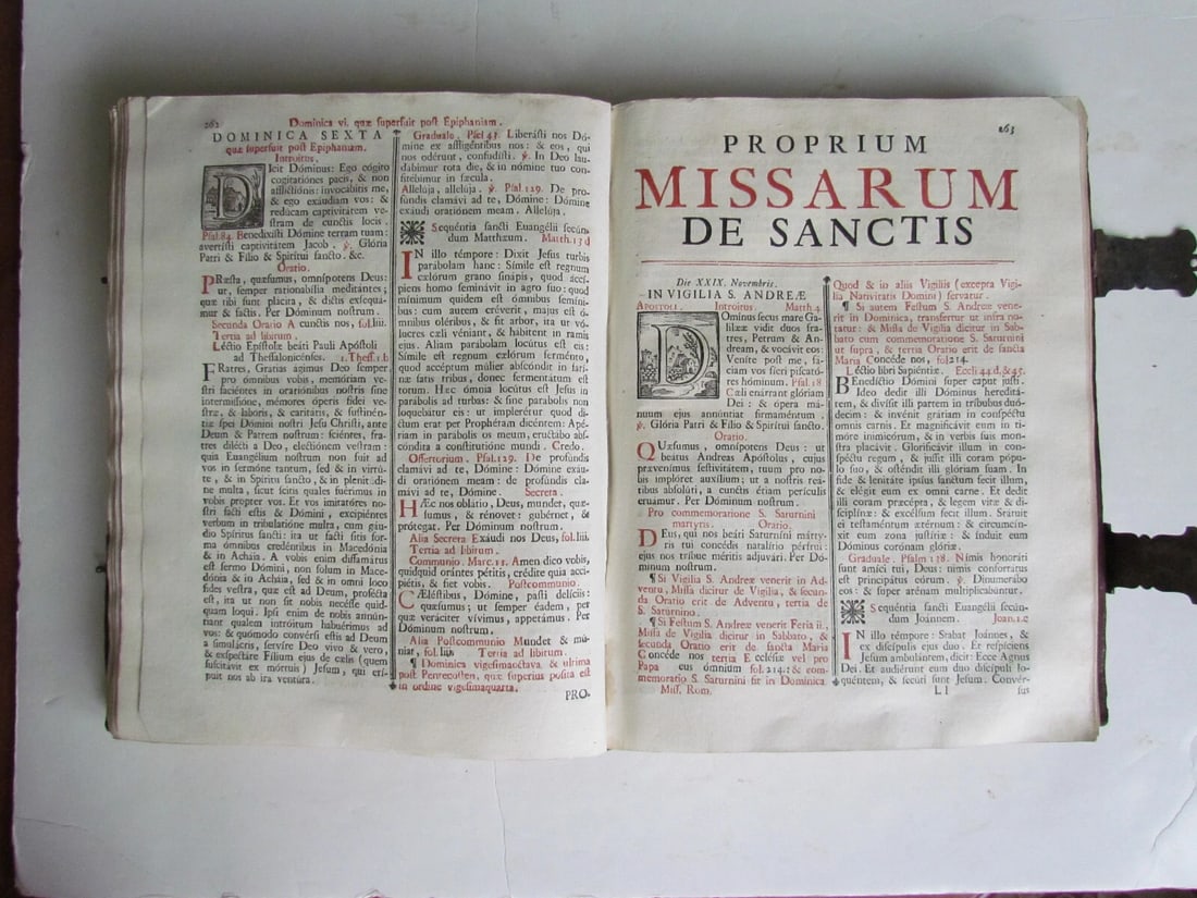 1780 AMAZING BINDING Missale Romanum Senis antique FOLIO w/ CLASPS - 12