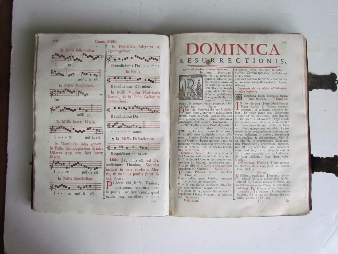 1780 AMAZING BINDING Missale Romanum Senis antique FOLIO w/ CLASPS - 13
