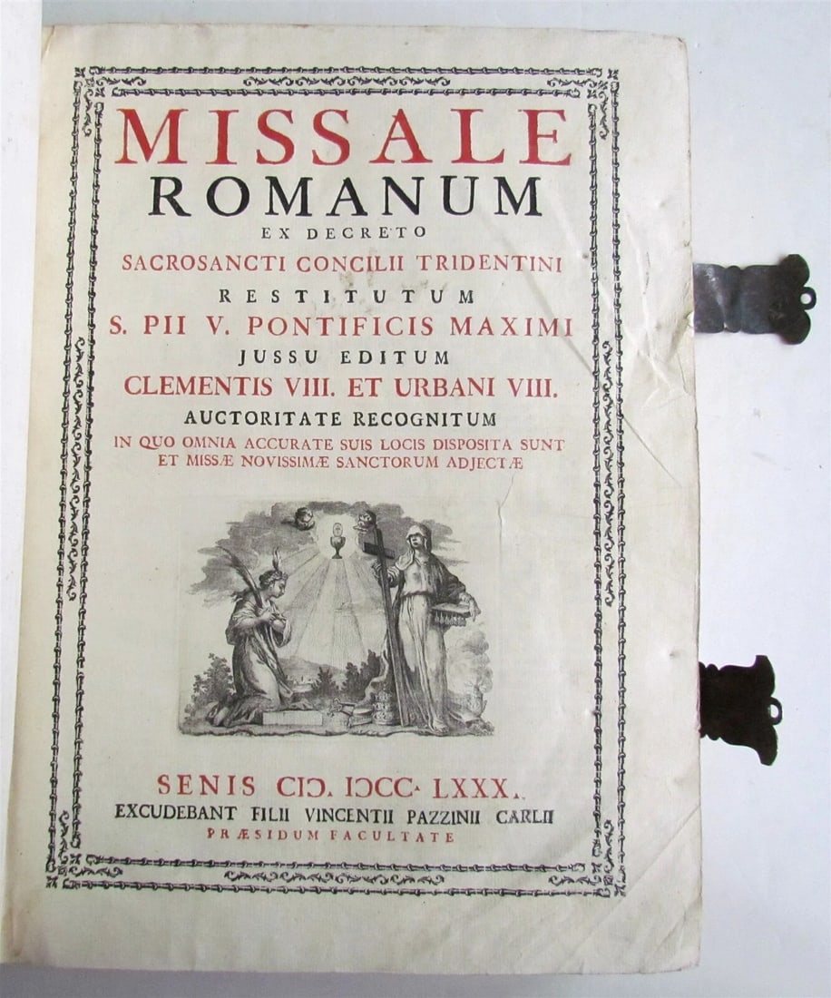 1780 AMAZING BINDING Missale Romanum Senis antique FOLIO w/ CLASPS - 4