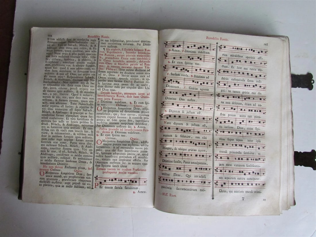 1780 AMAZING BINDING Missale Romanum Senis antique FOLIO w/ CLASPS - 9
