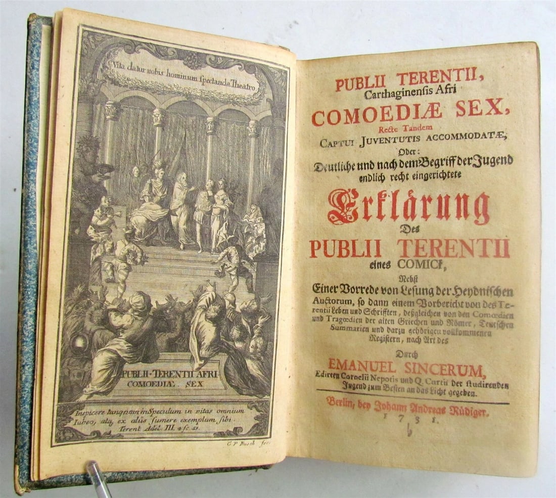 1731 TERENCE PLAYS in GERMAN antique Comoediae Sex (1 of 5)