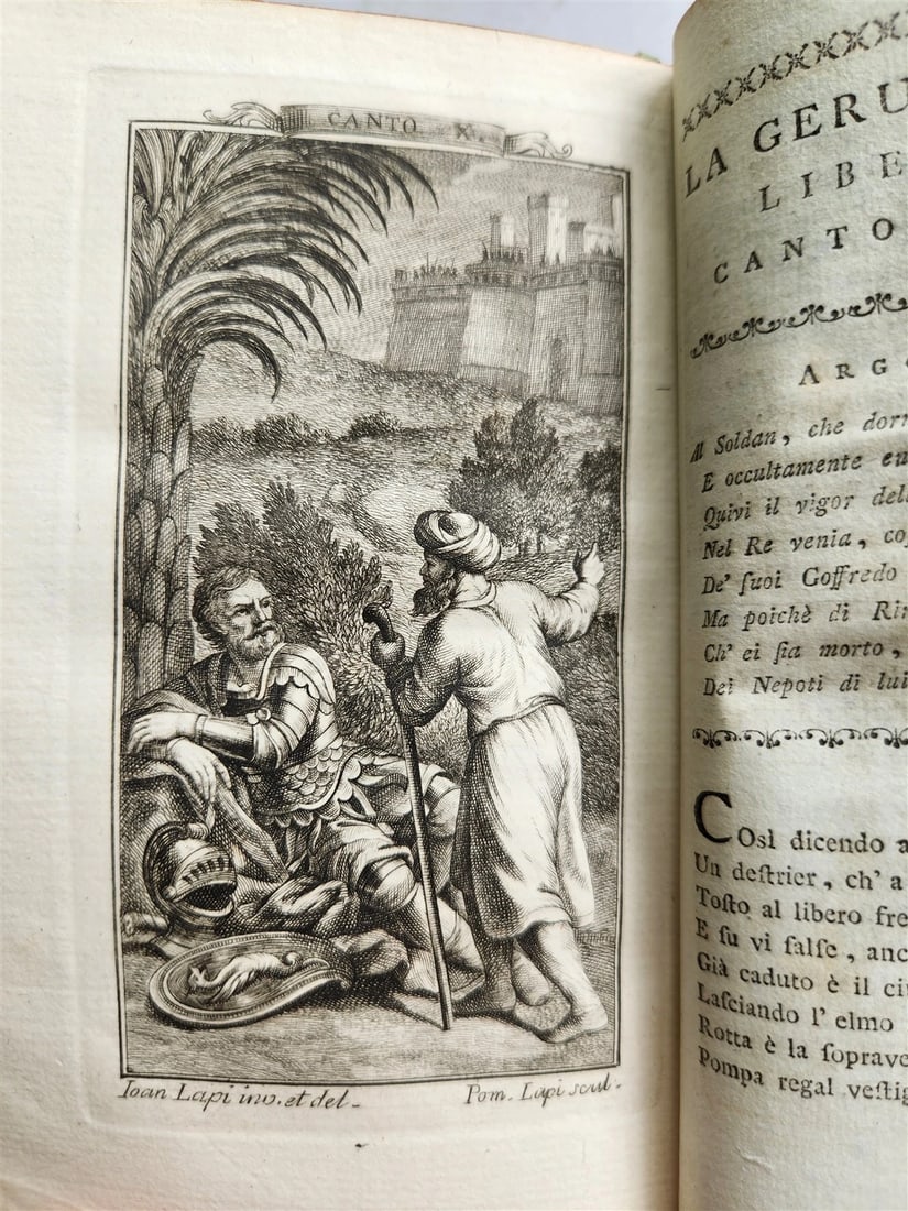 1778 Gerusalemme liberata by TORQUATO TASSO antique ILLUSTRATED 2 volumes - 11