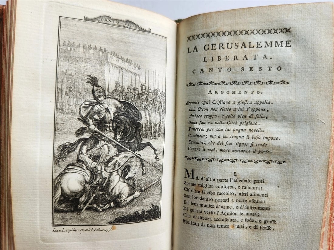 1778 Gerusalemme liberata by TORQUATO TASSO antique ILLUSTRATED 2 volumes - 15