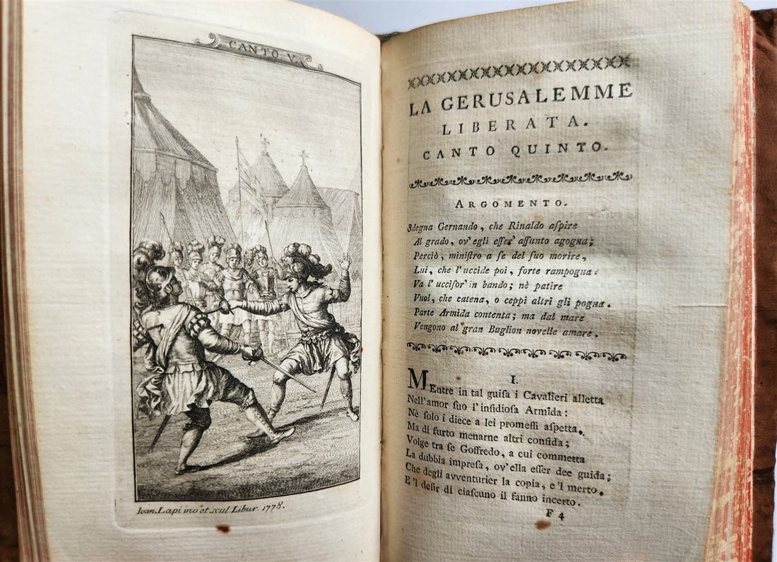 1778 Gerusalemme liberata by TORQUATO TASSO antique ILLUSTRATED 2 volumes - 16