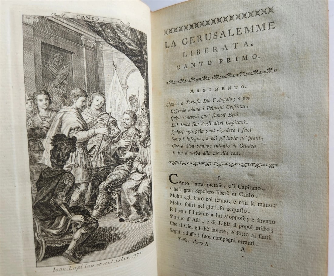 1778 Gerusalemme liberata by TORQUATO TASSO antique ILLUSTRATED 2 volumes - 20