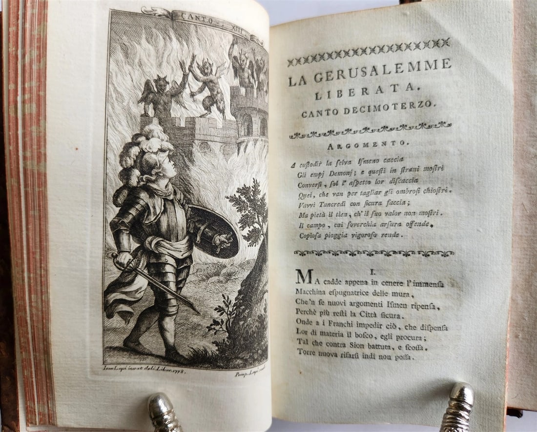 1778 Gerusalemme liberata by TORQUATO TASSO antique ILLUSTRATED 2 volumes - 6