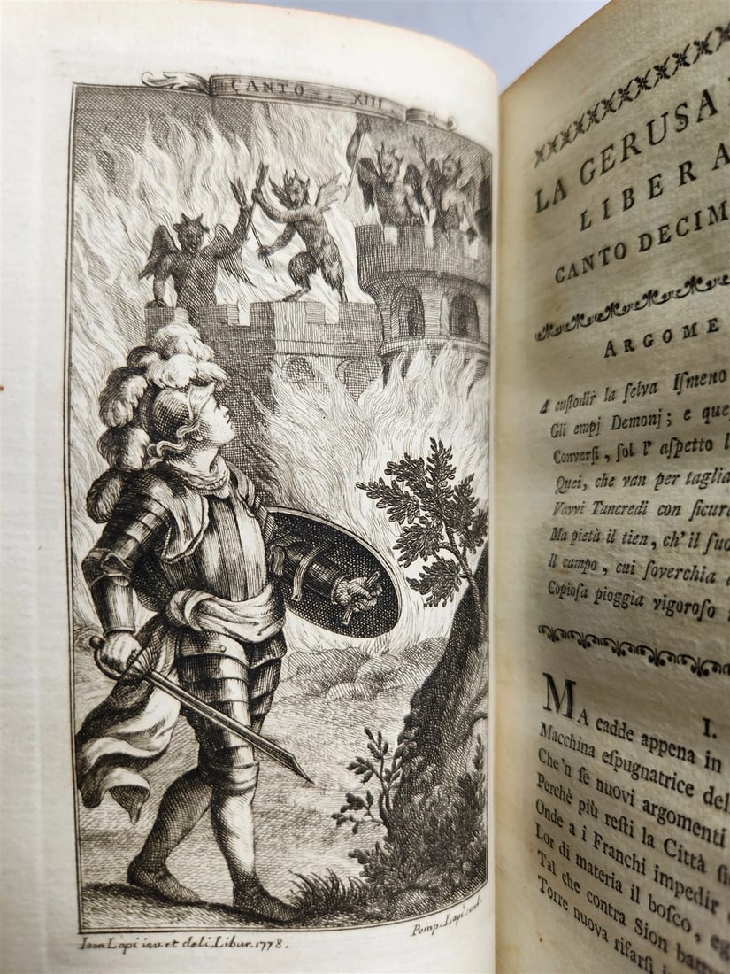1778 Gerusalemme liberata by TORQUATO TASSO antique ILLUSTRATED 2 volumes - 8