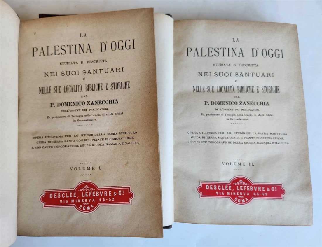 1896 PALESTINE TODAY 2 volumes in ITALIAN antique ILLUSTRATED w/ MAPS (1 of 8)